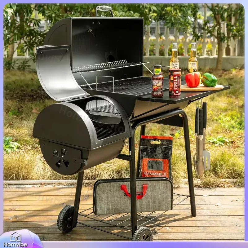Camping Cooking Cover - Grill węglowy z offsetowym wędzarnikiem i