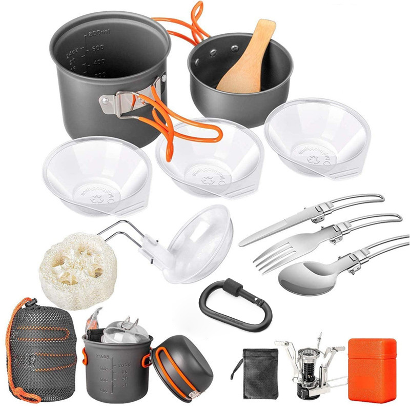 Camping Cooking Pots And Pans Set - Zestaw naczyń kempingowych, zestaw garnków kempingowych