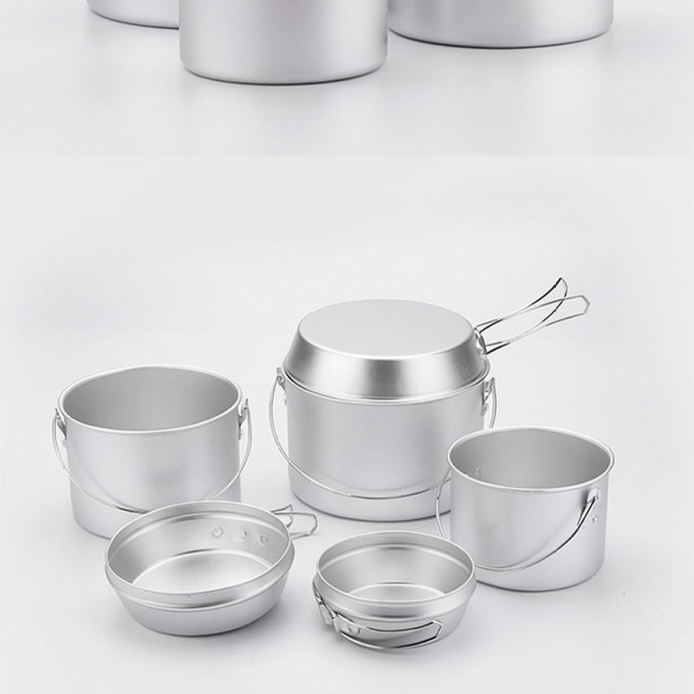Camping Cooking Pots And Pans Set - Przenośny, aluminiowy zestaw naczyń kuchennych do