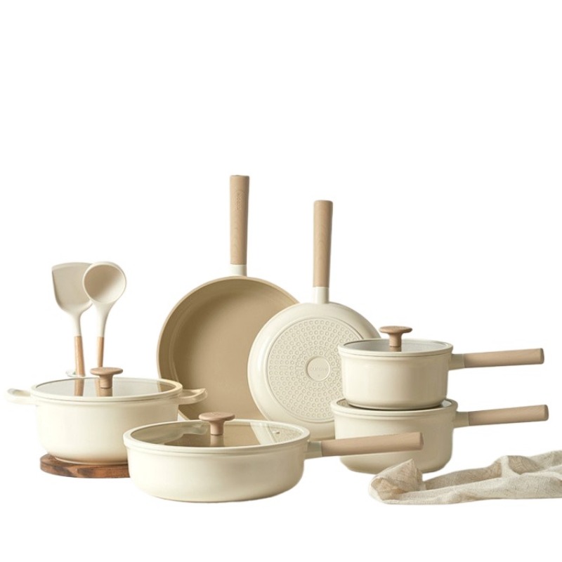 Camping Cooking Pots And Pans Set - Geling Chińskie Tanie Białe Tytanowo-Ceramiczne Garnki