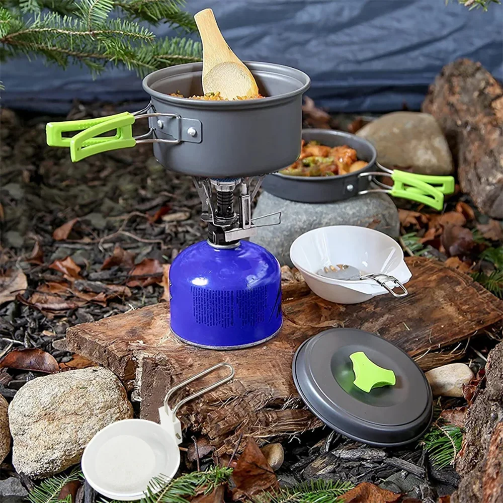 Camping Cooking Accessories Set - Przenośny, lekki aluminiowy zestaw garnków kempingowych