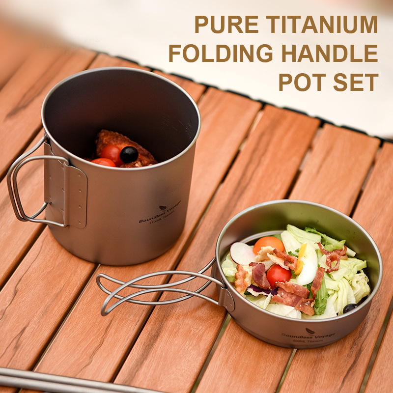 Camping Cooking Pots And Pans Set - Zestaw garnków z składanym uchwytem z