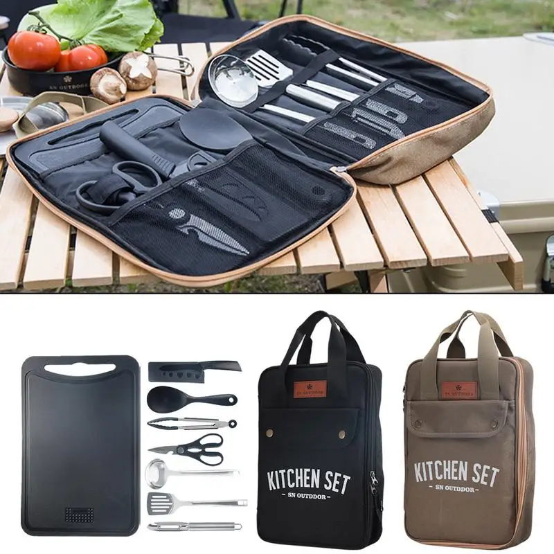 Camping Cooking Accessories Set - 8-częściowy zestaw naczyń kuchennych na kemping,