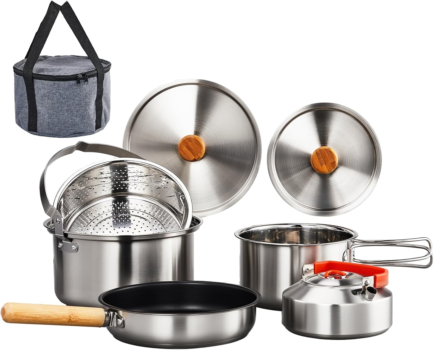 Campfire Cooking - 6-częściowy zestaw naczyń kuchennych, lekki garnek,