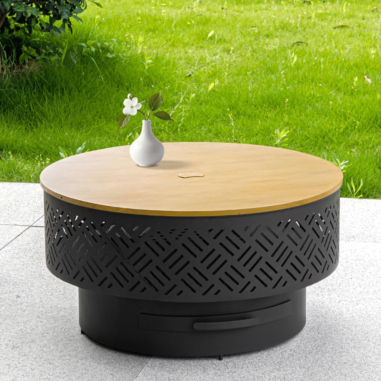 Camping Cooking Cover - Okrągły metalowy stół do palenia drewna