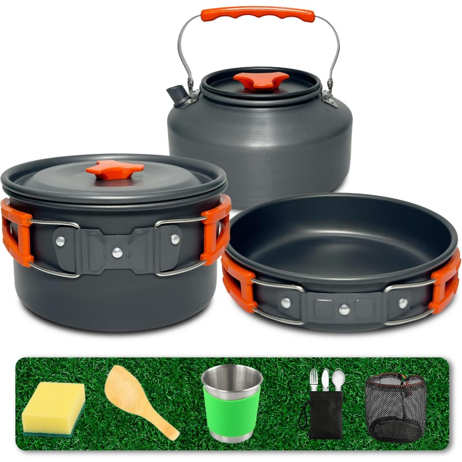 Camping Cooking Pots And Pans Set - Zestaw naczyń kuchennych do użytku w