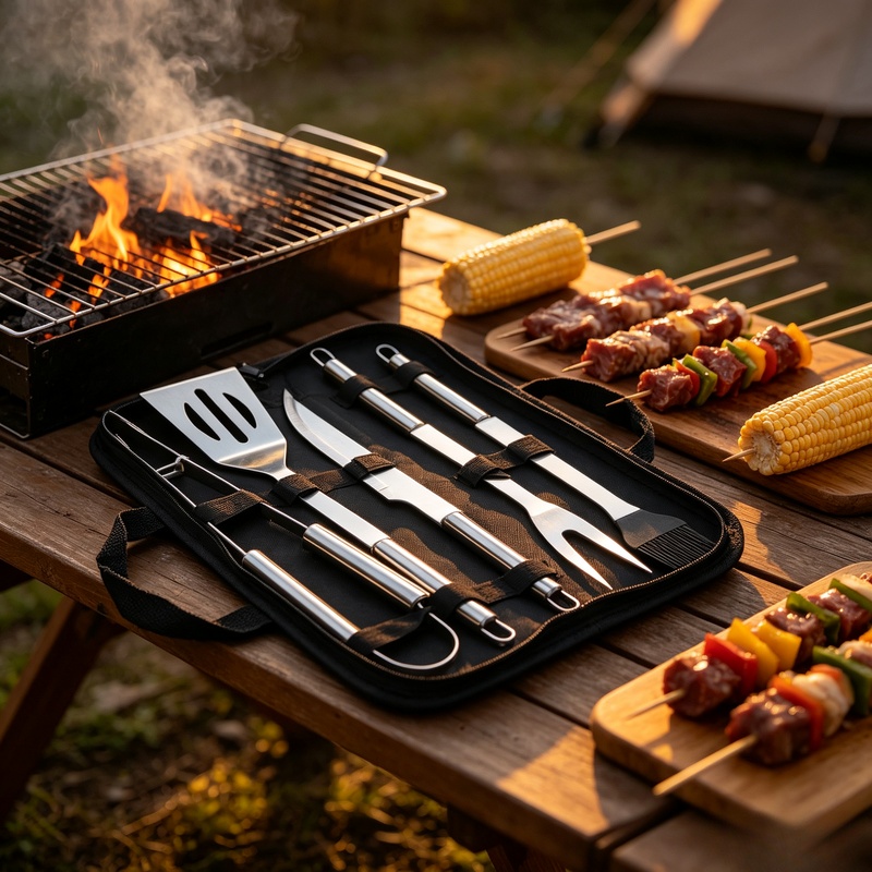 Camping Cooking Accessories Set - Kompletny zestaw narzędzi do grillowania ze