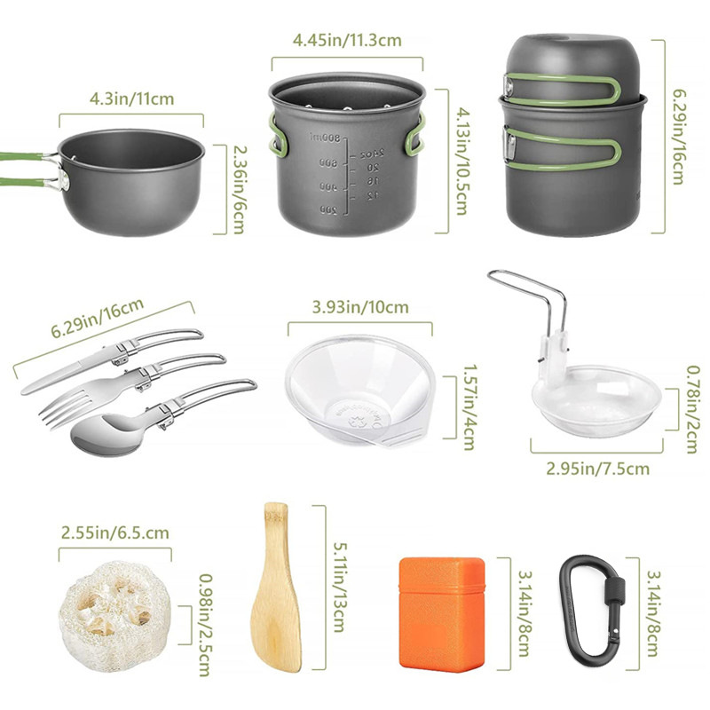 Zestaw naczyń kempingowych, ze – Camping Cooking Pots And Pans Set recenzja i cena