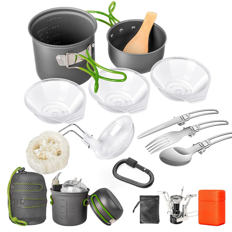 Zestaw naczyń kempingowych, ze – Camping Cooking Pots And Pans Set recenzja i cena