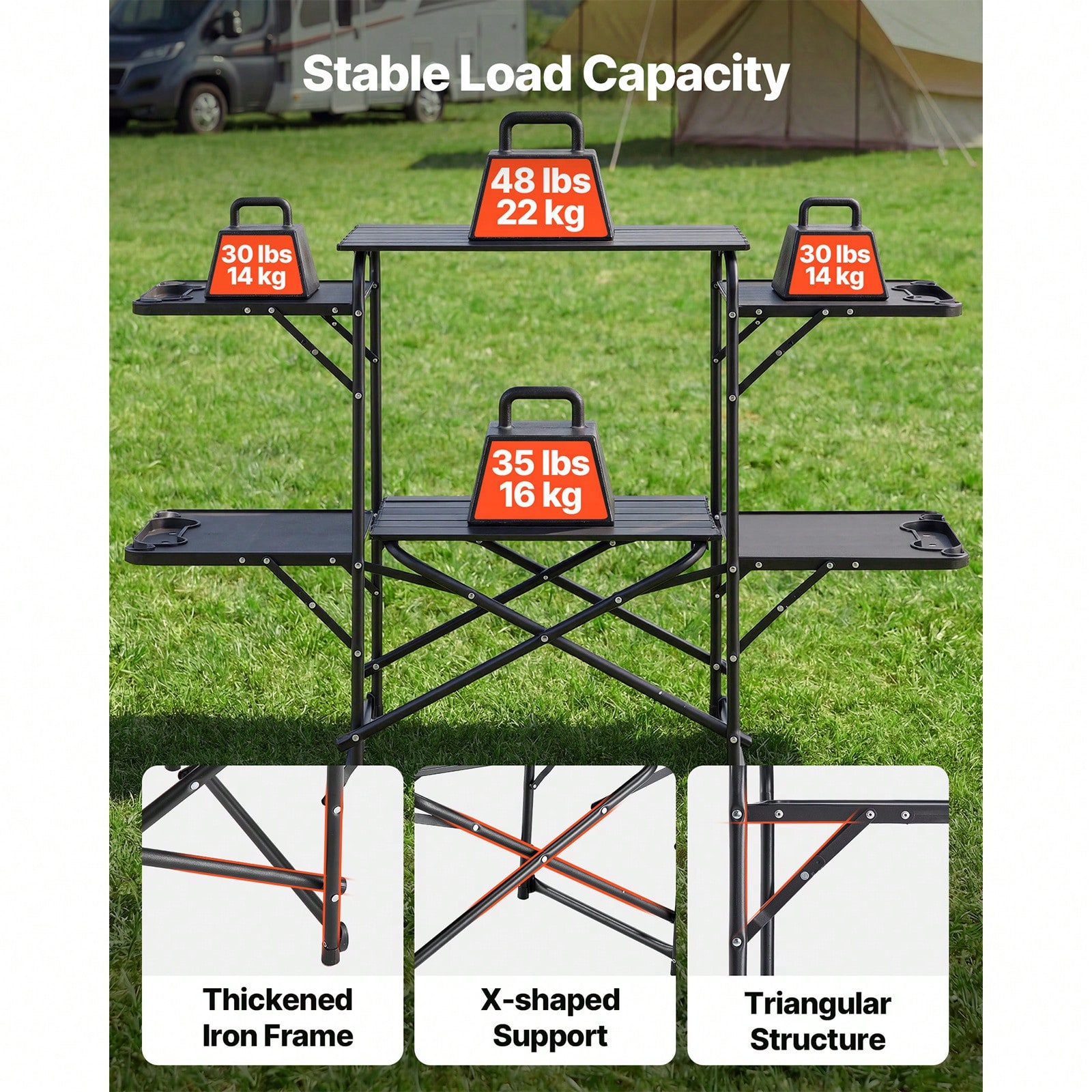 Stół kuchenny do biwakowania,  – Camping Outdoor Cooking Table recenzja i cena