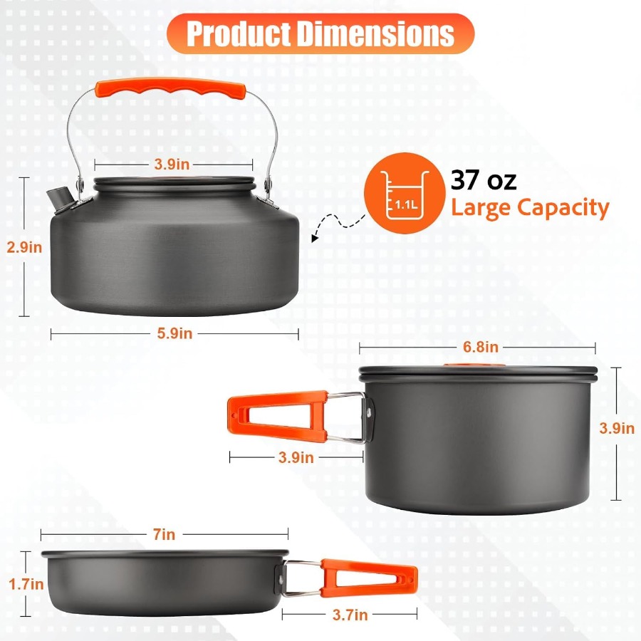 Zestaw naczyń kuchennych do uż – Camping Cooking Pots And Pans Set recenzja i cena